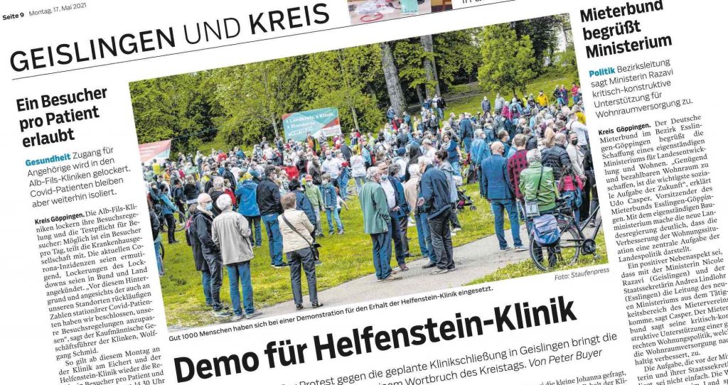 Im aktuellen Infobrief berichtet GiB über den Widerstand gegen die Schließung der Helfensteinklinik, die trotz vielfältiger Aktivitäten beschlossen wurde, sowie über den bayerischen Landkreistag, der sich für den Erhalt der regionalen Krankenhäuser einsetzt und den wichtigsten Schließungsbefürwortern die Stirn geboten hat. In der Presseschau geht es um Krankenhäuser, ÖPNV, Schulbau und öffentlich-private Partnerschaften.