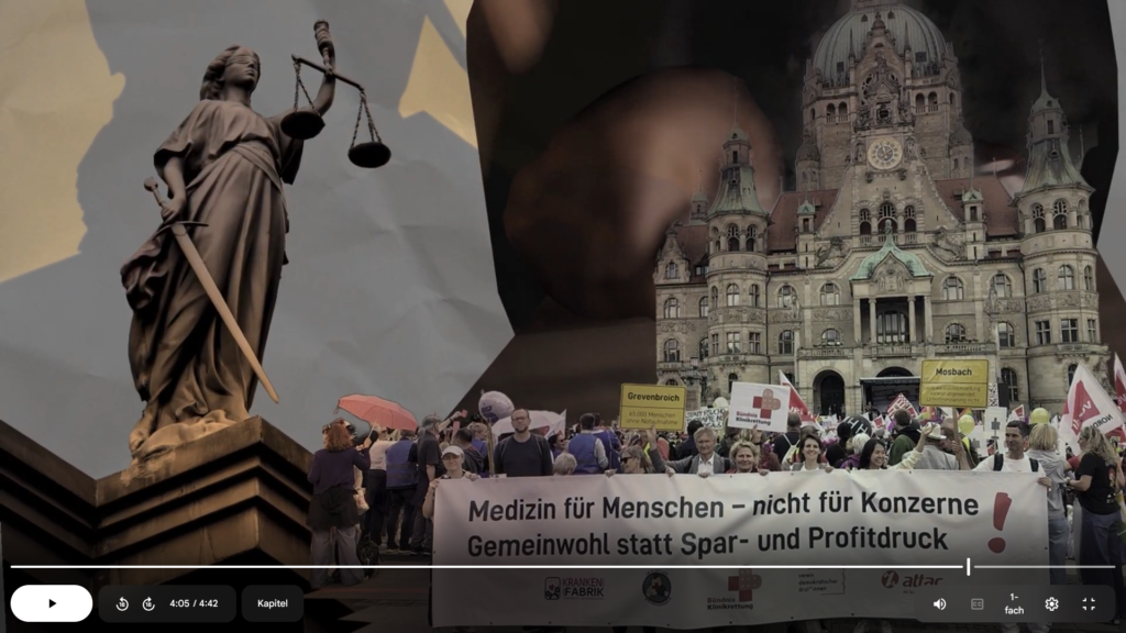 Am 28. Oktober wird vor dem Landgericht Darmstadt die Klage der Krankenhausleiterin Frau Prof. Dr. Erika Raab, gegen das Bundesgesundheitsministerium wegen der Unterfinanzierung der Krankenhäuser verhandelt. Das Bündnis Klinikrettung unterstützt die Klage und hat eine Petition an den Bundesgesundheitsminister gestartet. Mit einem neuen Video klärt es über die Ursachen und die Folgen der Unterfinanzierung auf.